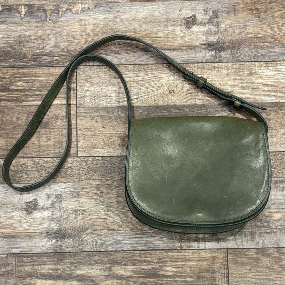Green Leather LL Bean Signature Crossbody Purse
